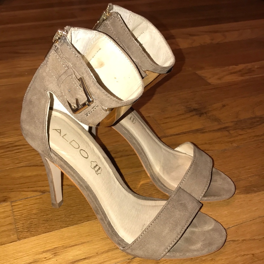 Aldo Heels with Gold Metal Ankle Strap